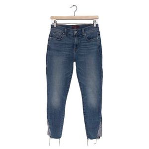 7 for  all Mankind Slim‎ Straight Jeans Stretch Raw Hem Striped Women's Size 27